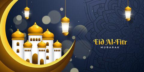 Eid Al-Fitr Background with Islamic Element