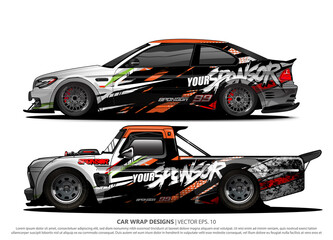 Race car wrap design vector for vehicle vinyl sticker and automotive decal livery
