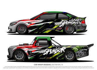 Race car wrap design vector for vehicle vinyl sticker and automotive decal livery
