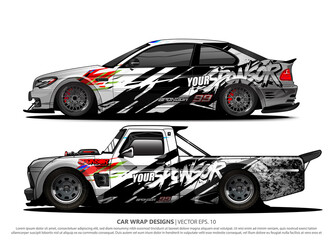 Race car wrap design vector for vehicle vinyl sticker and automotive decal livery
