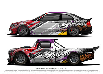 Race car wrap design vector for vehicle vinyl sticker and automotive decal livery
