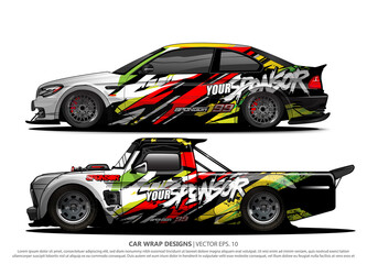 Race car wrap design vector for vehicle vinyl sticker and automotive decal livery
