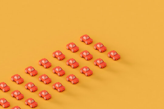 Pink toy car on a yellow background