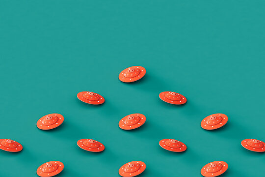 Pink UFOs or UAPs in different positions