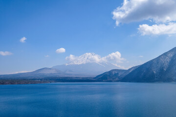 山梨県の本栖湖と富士山