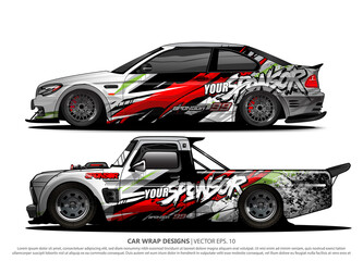 Race car wrap design vector for vehicle vinyl sticker and automotive decal livery
