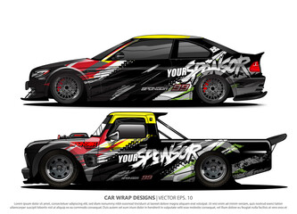 Race car wrap design vector for vehicle vinyl sticker and automotive decal livery
