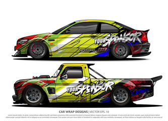 Race car wrap design vector for vehicle vinyl sticker and automotive decal livery
