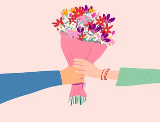 Giving flowers illustration