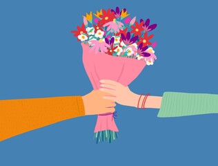 Giving flowers illustration