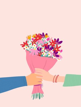 Giving flowers illustration