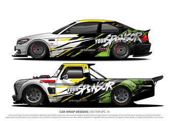 Race car wrap design vector for vehicle vinyl sticker and automotive decal livery
