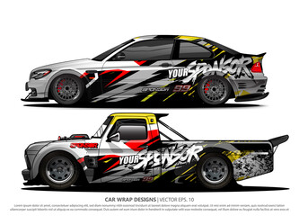 Race car wrap design vector for vehicle vinyl sticker and automotive decal livery
