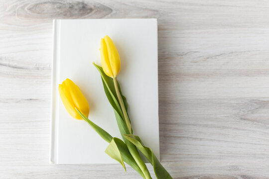 Flowers on white book