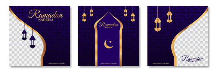 Set of Ramadan sale banner template. Ramadan Sale Banner Template Design with photo collage. Suitable for social media post, instagram and web internet ads. Vector illustration