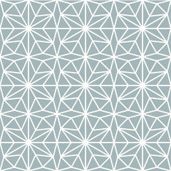 Geometric 3d effect star shapes and dodecagon in white color outline in a repeating pattern against a light gray background, vector illustration