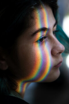 Rainbow Reflection on a Face