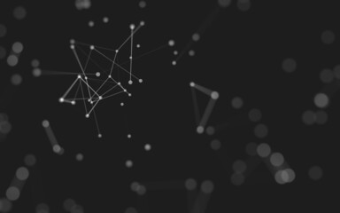 Abstract background. Molecules technology with polygonal shapes, connecting dots and lines. Connection structure. Big data visualization.