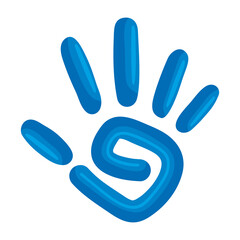 blue handprint symbol