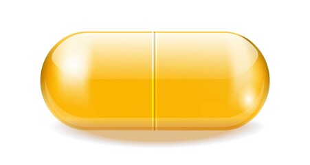 Capsules with golden oil, cosmetics, vitamin
