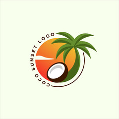 Modern tropical coconut logo design illustration