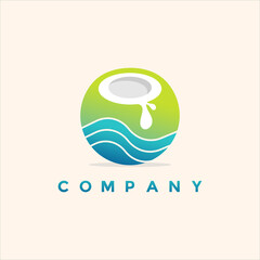 Modern tropical coconut logo design illustration