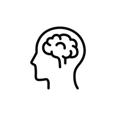 Human brain icon. Simple outline style. Think, mind, head, idea, creative concept. Vector line illustration design isolated. EPS 10.