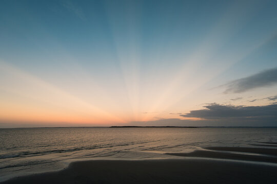 Surreal beach sunset landscape 