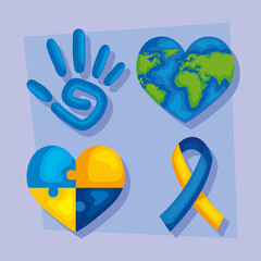 four down syndrome day icons