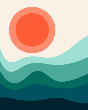 Minimal Sun And Water Illustration