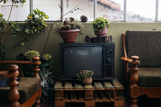 Vintage still life with retro television