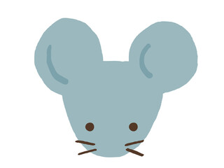 かわいいネズミの顔／手描きイラスト