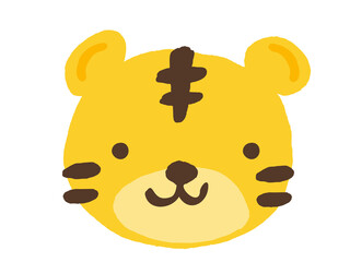 かわいいトラの顔／手描きイラスト