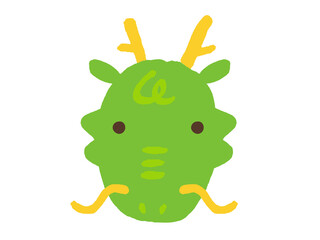 かわいい龍の顔／手描き文字イラスト