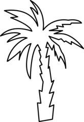 Fototapeta na wymiar Palm trees black silhouettes line art illustration on white background..eps