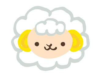 かわいいヒツジの顔／手描きイラスト