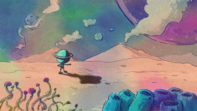 Character With Planet Head