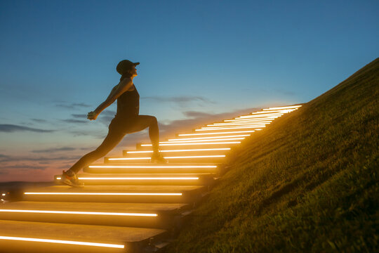 Outdoor fitness with illumination after sunset