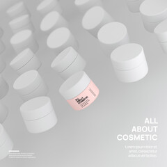 A cream dummy container made of white material