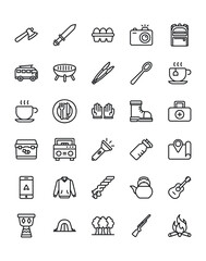 Camping Icon Set 30 isolated on white background