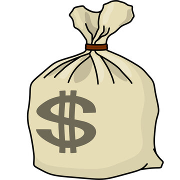 recommend clip art: アメリカドルの入った麻袋（アウトラインあり）