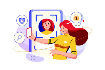 Face Lock Security illustration concept. Flat illustration isolated on white background