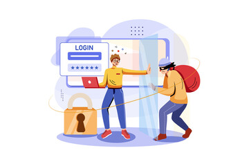 Password Protection illustration concept. Flat illustration isolated on white background