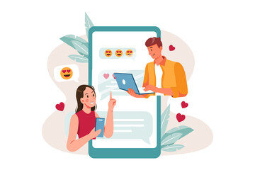 Couple doing conversation on dating app