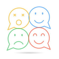 colorful emoji icons with communication speech bubbles