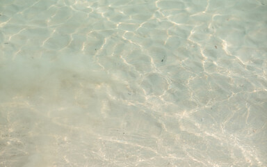 Closeup image of the sea water and white sand beach