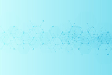 Hexagons pattern background. Genetic research, molecular structure. Chemical engineering. Concept of innovation technology. Used for design healthcare, science and medicine background