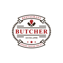 Vintage Retro Badge Butcher Shop for Logotype Vector Logo Design Inspiration