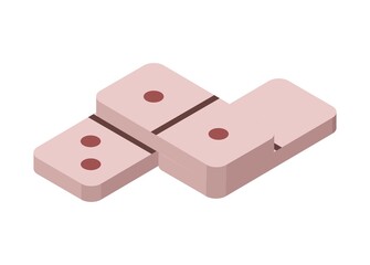 Domino card stack in isometric view. Simple flat illustration.