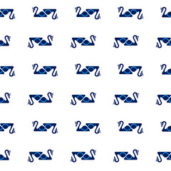 White background swan birds seamless pattern